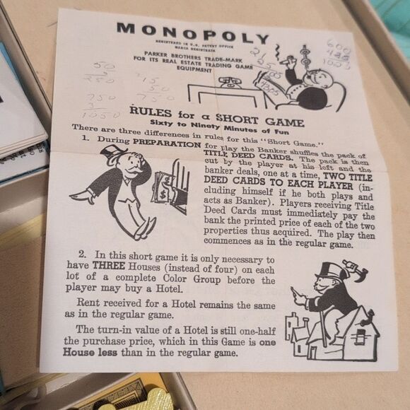 Vintage 1950's version of Parker Brother’s Monopoly game Antique - Picture 10 of 15